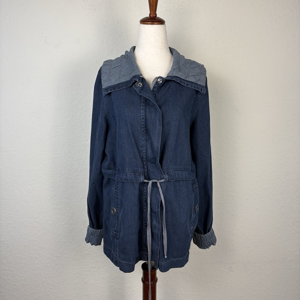 XCVI Women's M Jacket Granola Girl Chambray Anorak Chore Barn Blue 90s Shirt